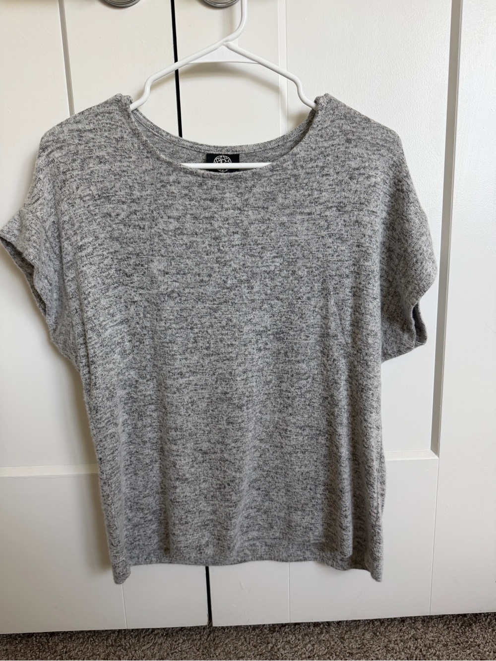 Gray Short-Sleeve Knit Top